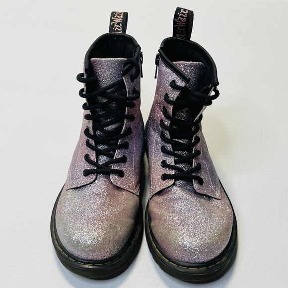 Dr Martens Delaney Glitter Combat Boots Purple Womens Sz 5 Mens Size 4 - Picture 6 of 12